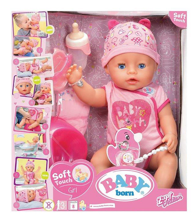 DOLL BABY BORN SOFT SKIN-BLUE EYES WITH ACCESSORIES